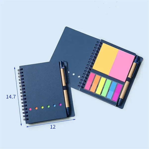 4.7 x 5.8 inch Spiral Notebook with Pen & Sticky Notes