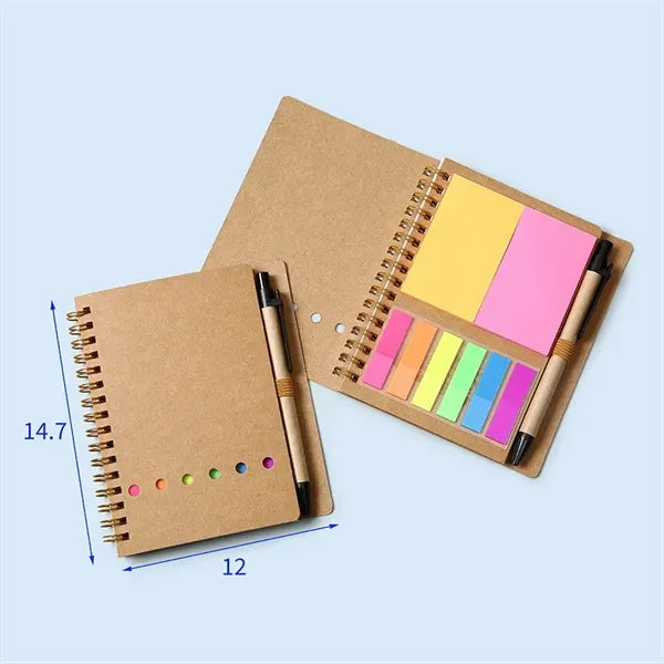 4.7 x 5.8 inch Spiral Notebook with Pen & Sticky Notes