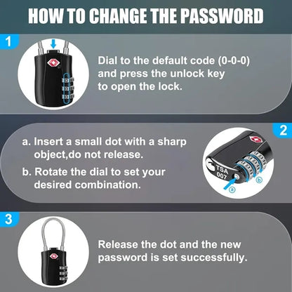 TSA Approved 3 Digit Luggage Combination Lock