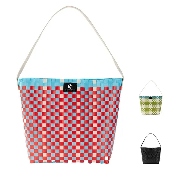 Large-capacity women's beach shopping woven shoulder bag