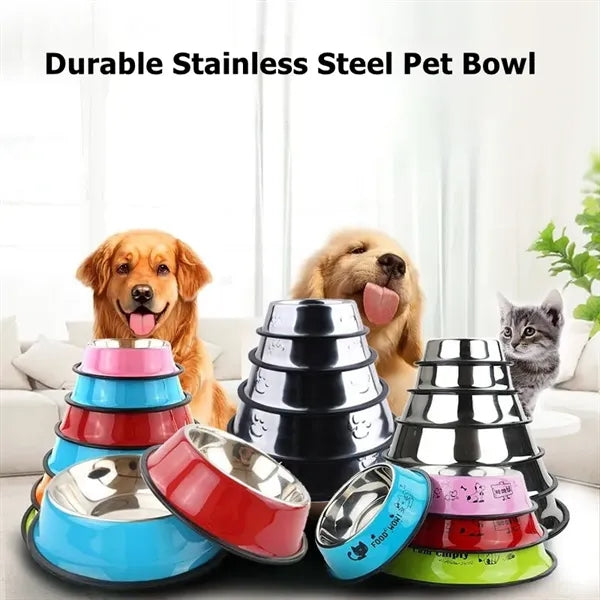Stainless Steel Dog Bowl With Anti-Skid Rubber Base