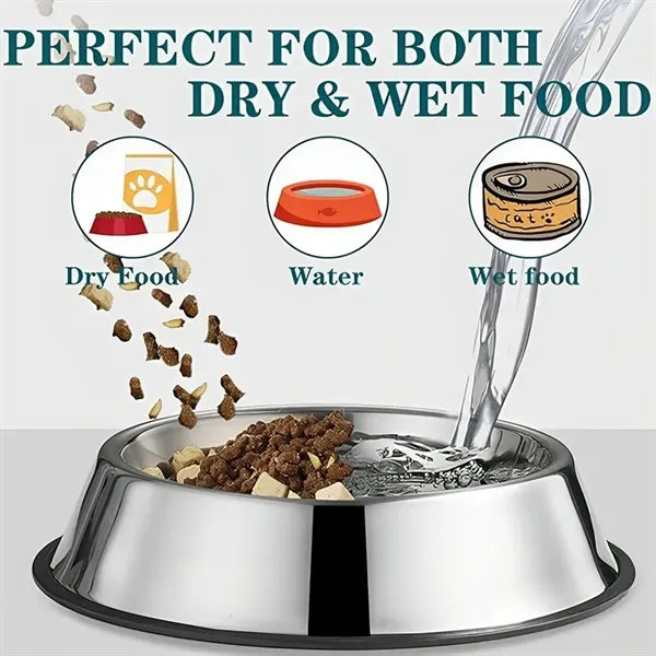 Stainless Steel Dog Bowl With Anti-Skid Rubber Base