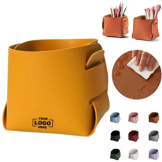 Leather Desk Organizer Pen Pencil Holder