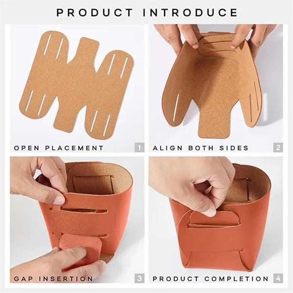 Leather Desk Organizer Pen Pencil Holder