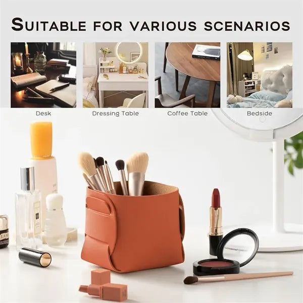 Leather Desk Organizer Pen Pencil Holder