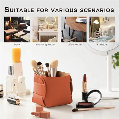 Leather Desk Organizer Pen Pencil Holder