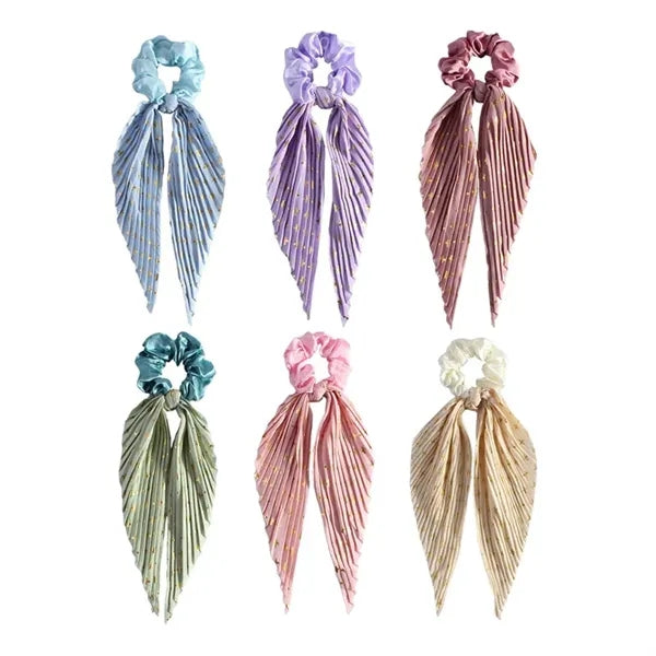 Bow Hair Scrunchies with Long Ribbon for Women Girls