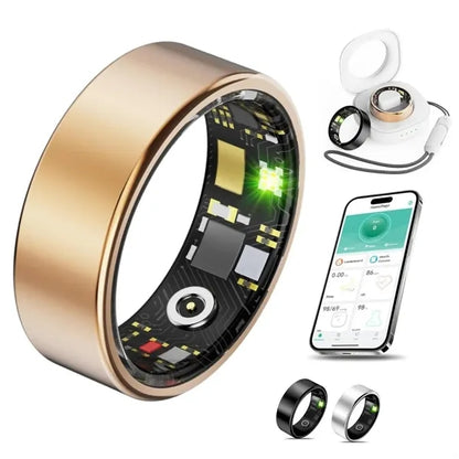 Fitness Tracking Smart Ring with Charging Case