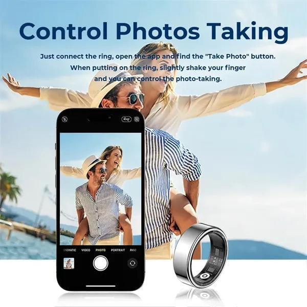 Fitness Tracking Smart Ring with Charging Case