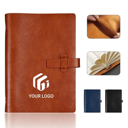 Office refillable retro leather 6 ring binder notebook