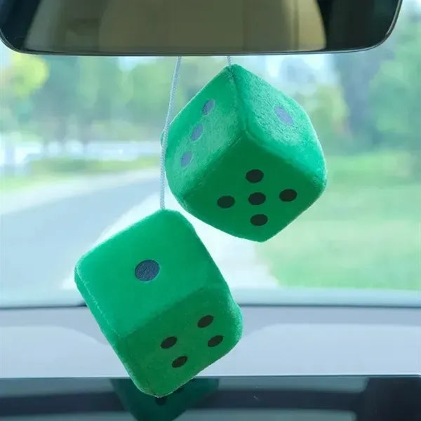 Plush Dice Car Rearview Mirror Pendant
