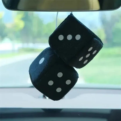 Plush Dice Car Rearview Mirror Pendant