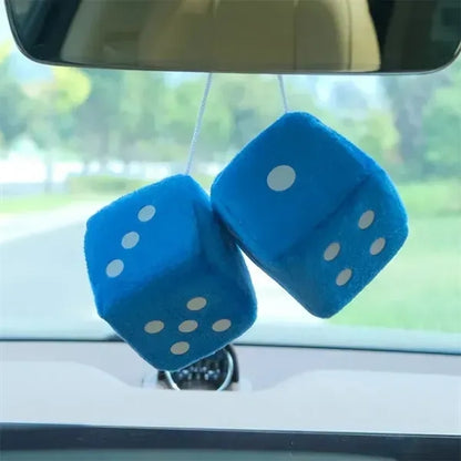 Plush Dice Car Rearview Mirror Pendant