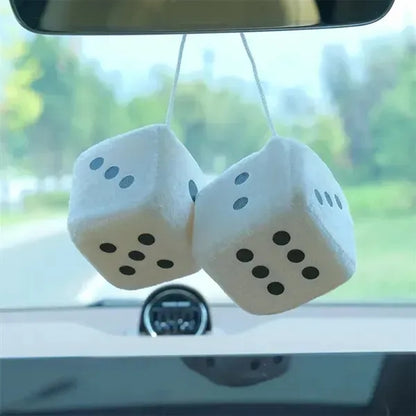 Plush Dice Car Rearview Mirror Pendant