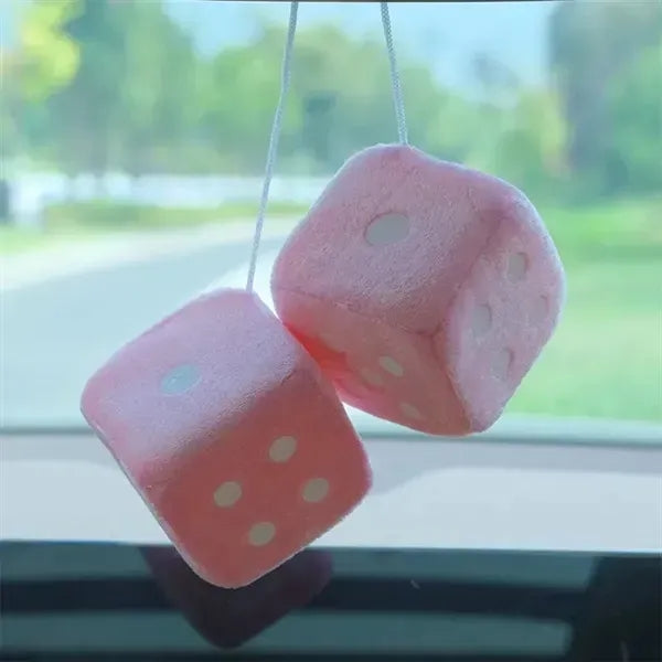 Plush Dice Car Rearview Mirror Pendant