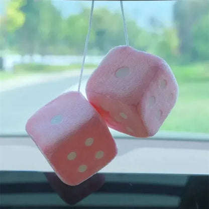 Plush Dice Car Rearview Mirror Pendant