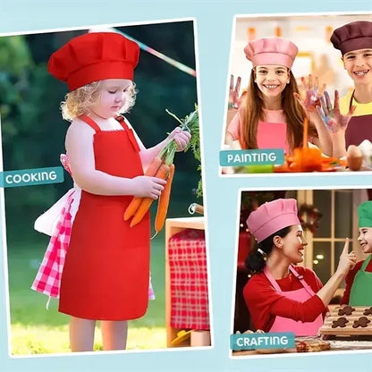 Childrens Adjustable Apron And Chef Hat Set