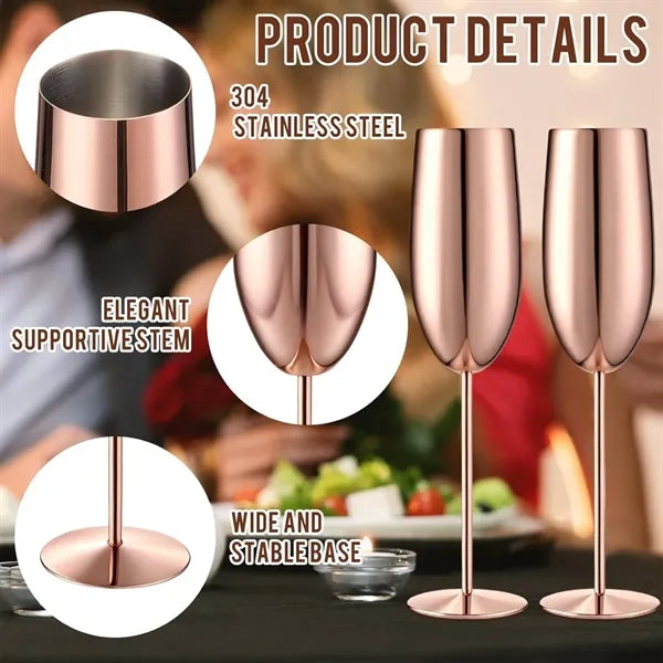 Wedding birthday parties stainless steel champagne flutes