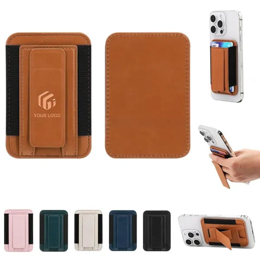 Phone card holder magnetic wallet with adjustable stand