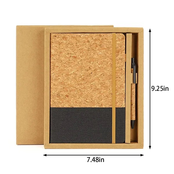 Office school soft cork grain A5 notebook with pen gift set