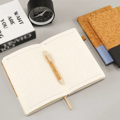 Office school soft cork grain A5 notebook with pen gift set