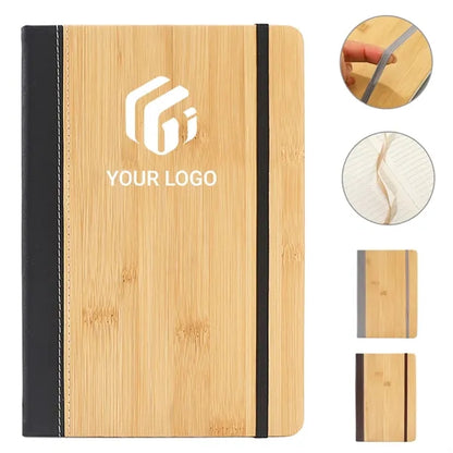 Work travel college bamboo grain lined journal notebook