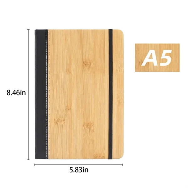 Work travel college bamboo grain lined journal notebook