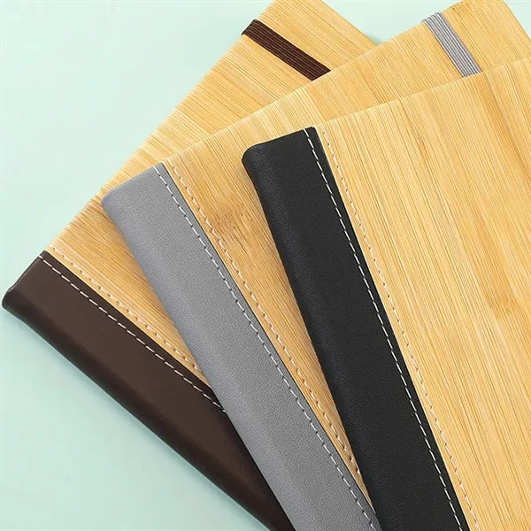 Work travel college bamboo grain lined journal notebook