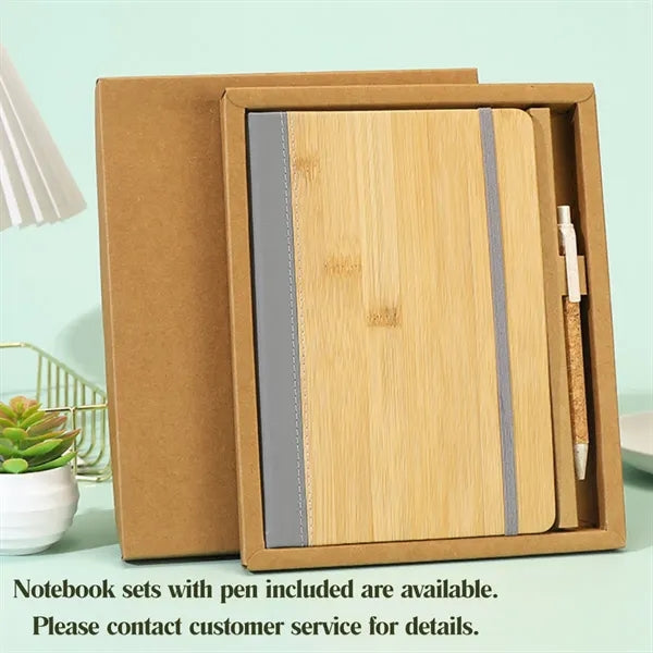 Work travel college bamboo grain lined journal notebook