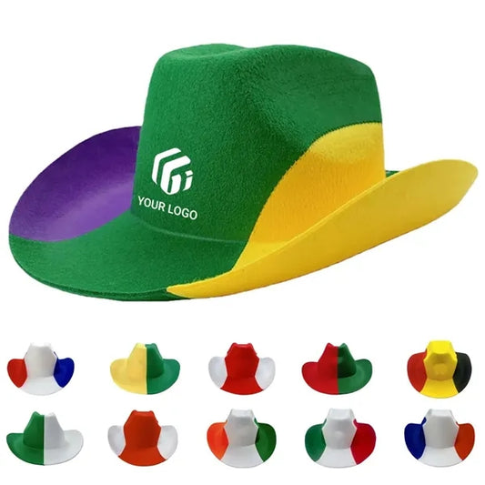 Custom wide brim felt cowboy hat for soccer world cup fans