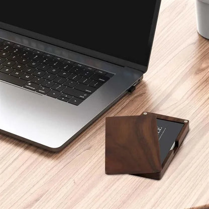 Office supplies portable magnetic wood business card holder