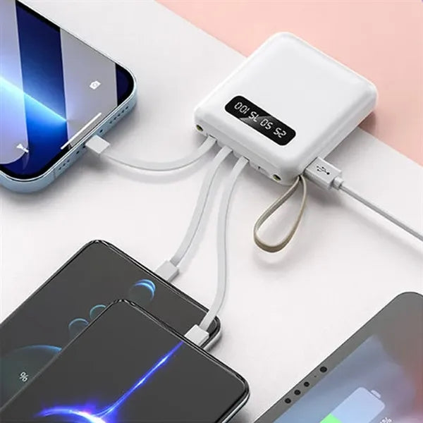 10,000mAH Mini Portable Powerbank with 4 in 1 Cable