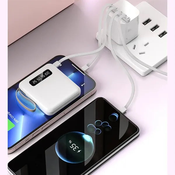 10,000mAH Mini Portable Powerbank with 4 in 1 Cable