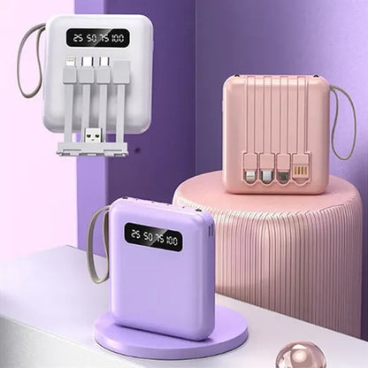 10,000mAH Mini Portable Powerbank with 4 in 1 Cable