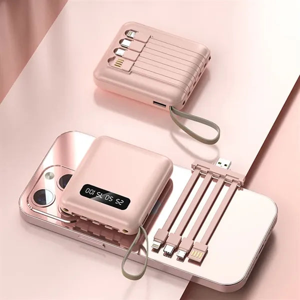 10,000mAH Mini Portable Powerbank with 4 in 1 Cable