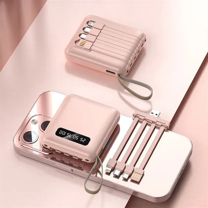10,000mAH Mini Portable Powerbank with 4 in 1 Cable