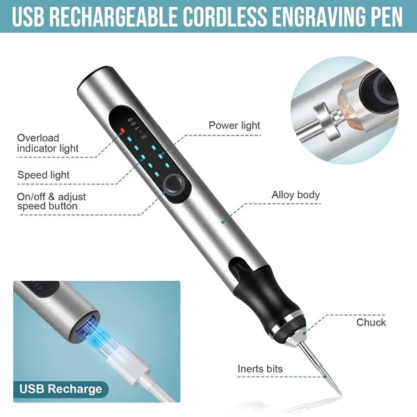 Cordless Electric Engraving Pen with 20 Bits
