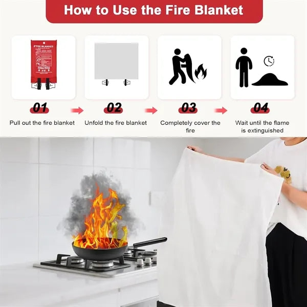 40" x 40" Emergency Fire Blanket for Home & Kitchen