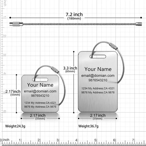 Personalized Stainless Steel Luggage Tags