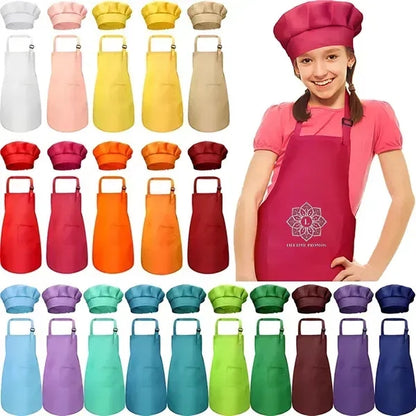 Childrens Adjustable Apron And Chef Hat Set