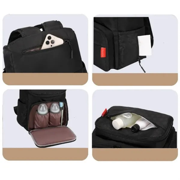 Large Capacity Diaper Bag Backpack with Stroller Buckle