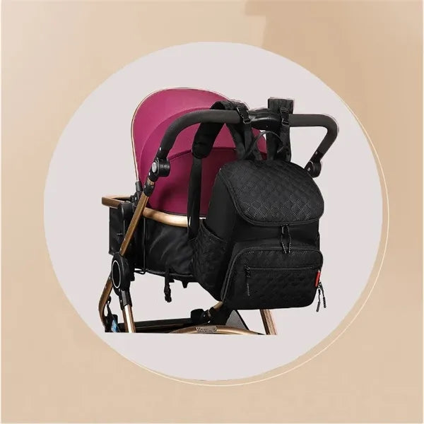 Large Capacity Diaper Bag Backpack with Stroller Buckle