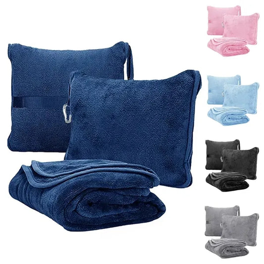 2 in 1 Airplane Blanket with Soft Bag Pillowcase