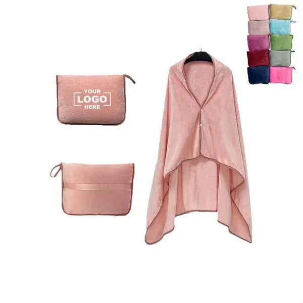 Foldable Pouch Wearable Fleece Blanket for Adult