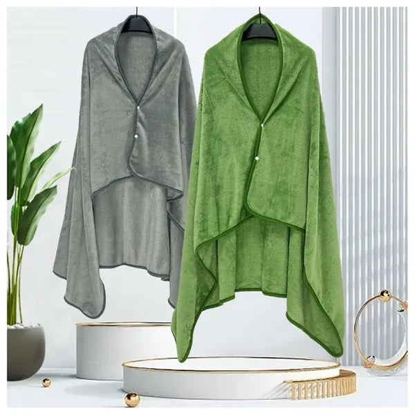 Foldable Pouch Wearable Fleece Blanket for Adult