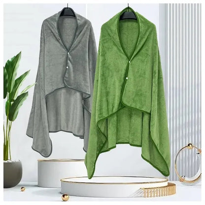 Foldable Pouch Wearable Fleece Blanket for Adult