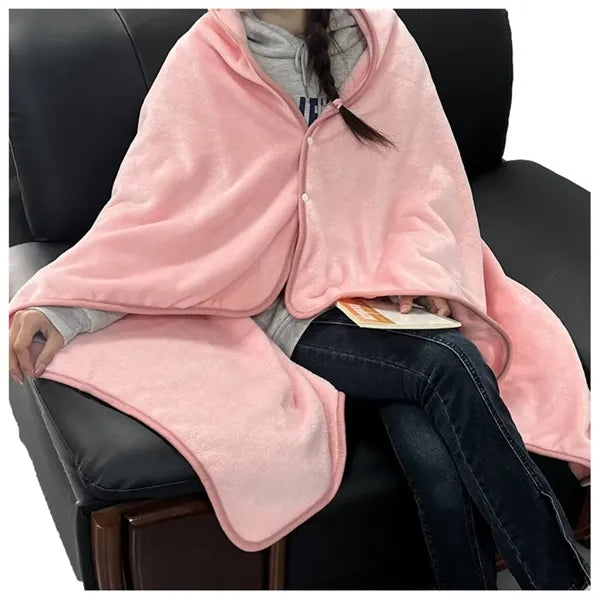 Foldable Pouch Wearable Fleece Blanket for Adult