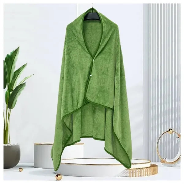 Foldable Pouch Wearable Fleece Blanket for Adult