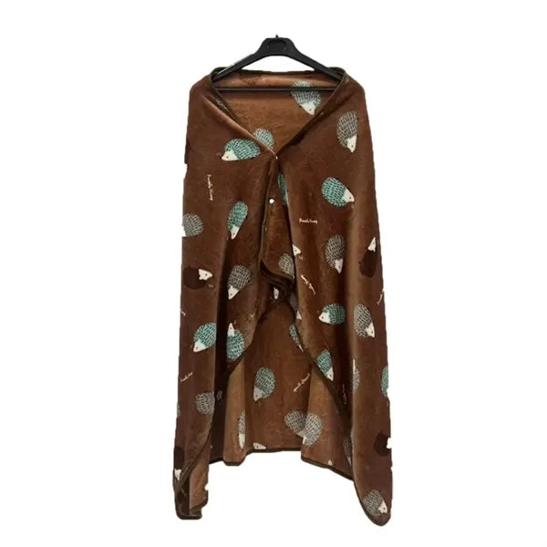 Foldable Pouch Wearable Fleece Blanket for Adult