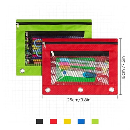 3 Ring Binder Pencil Pouch with Zipper